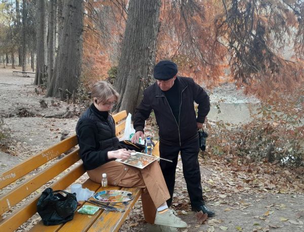 Botanika bog‘ida “Kuz tarovati” mavzusida — “Ustoz va shogird” an’anasi asosida plener