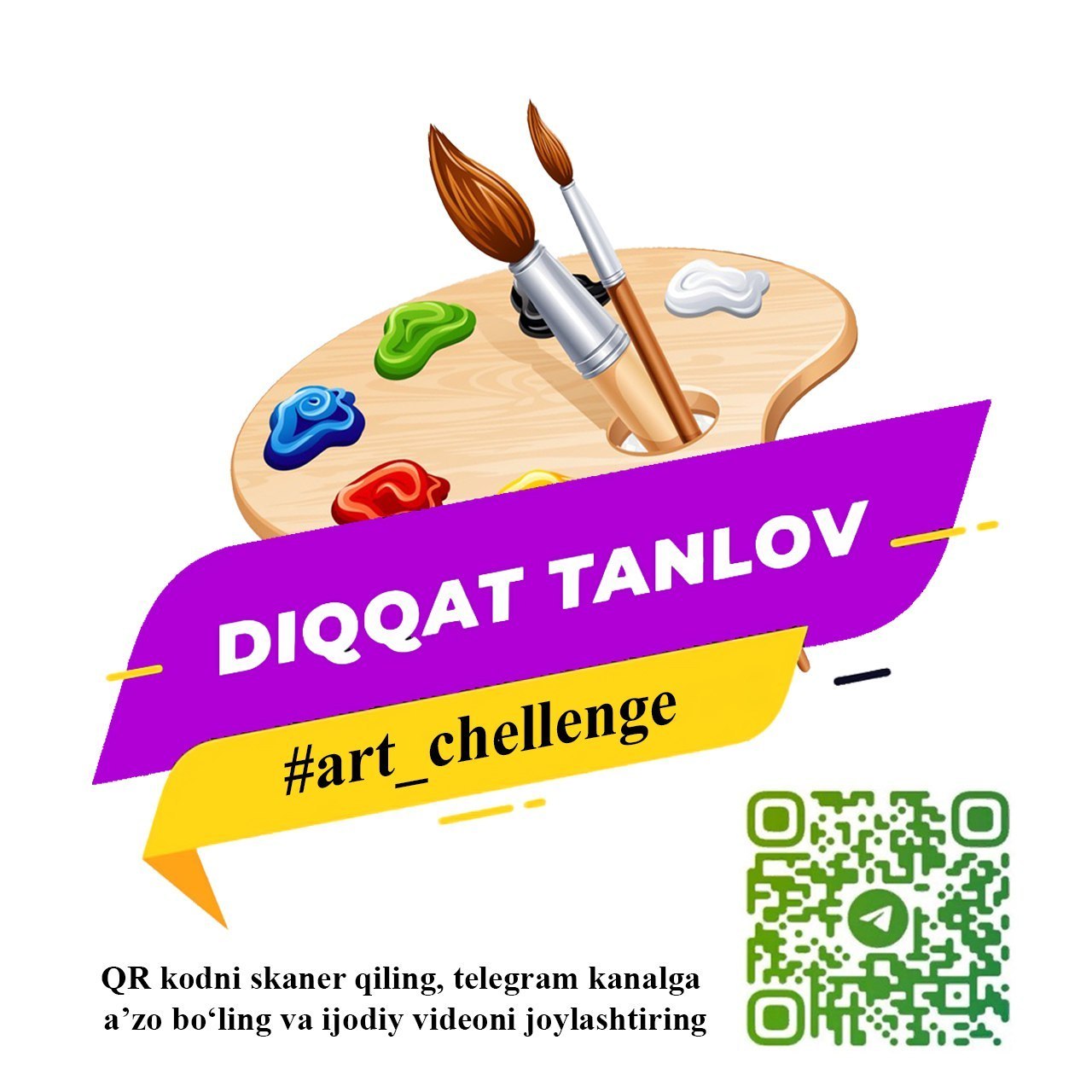 Diqqat!  #art_chellenge  onlayn tanlovi yana  davom etadi
