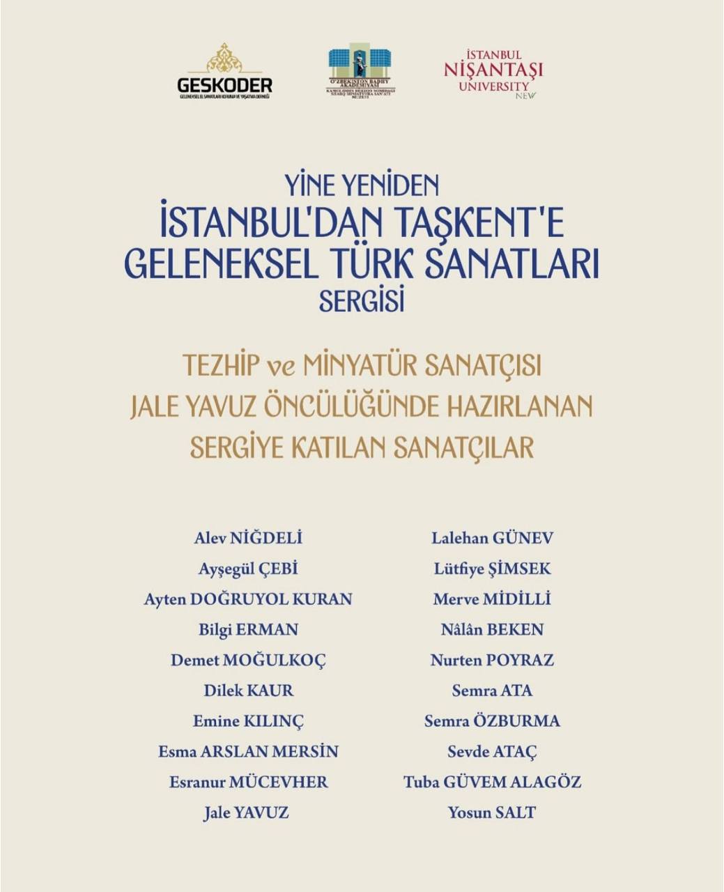 "Istanbuldan Toshkentgacha" nomli miniatyura, xattotlik asarlaridan iborat ko‘rgazmasi ochiladi.