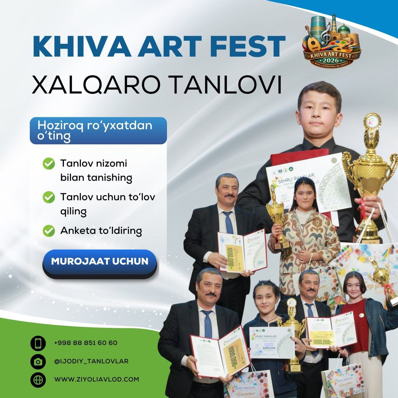 “Khiva art fest-2026” da  oʻquvchimiz  1-oʻrinni  egalladi